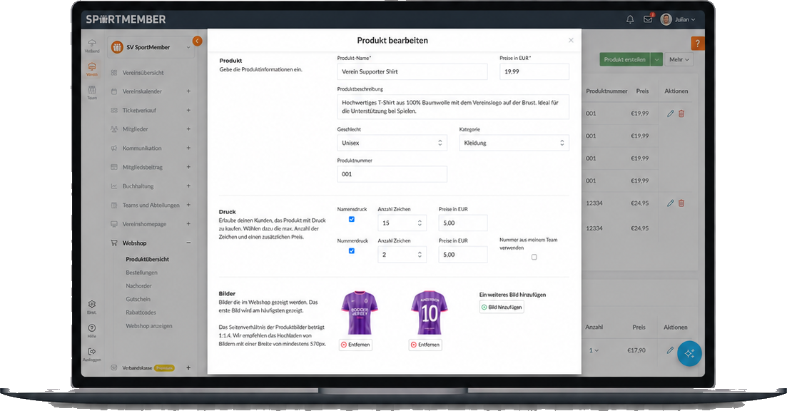 Produkt im Webshop am Computer bearbeiten