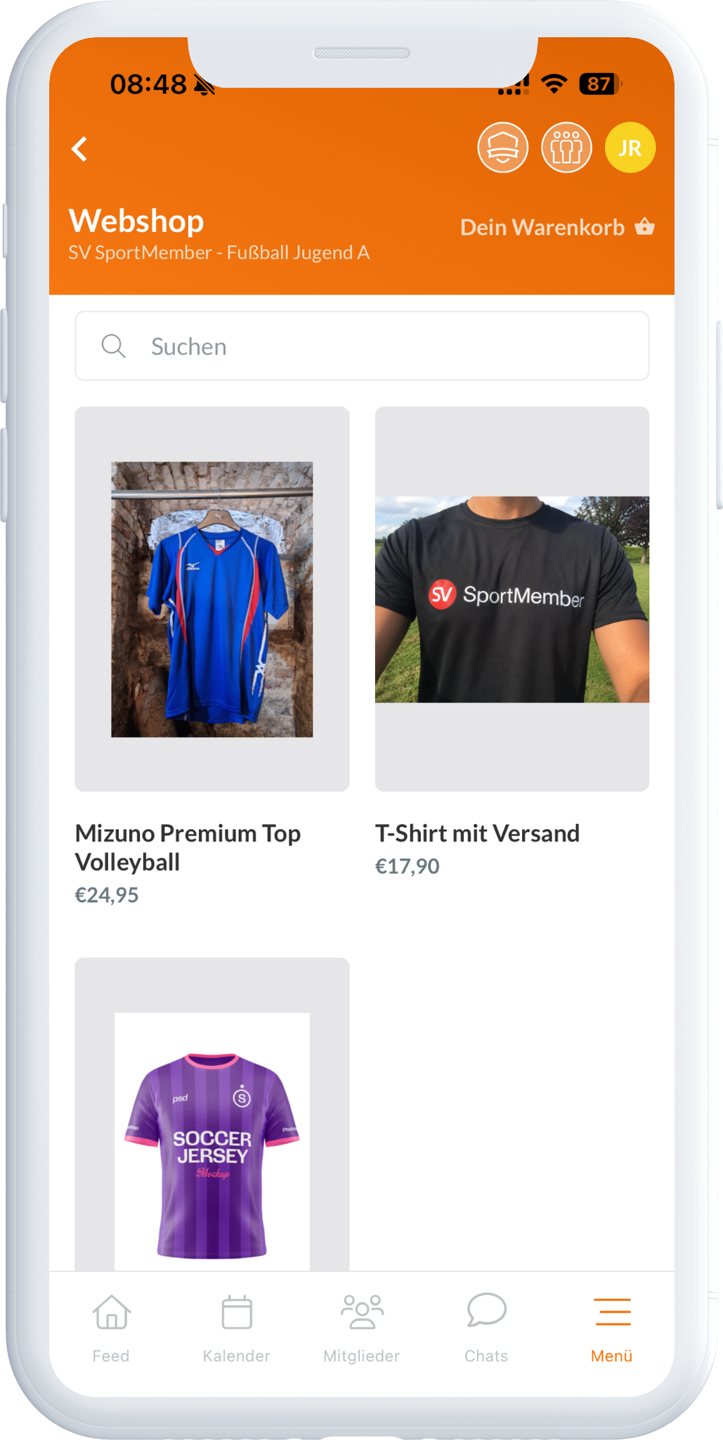 Der Vereins-Webshop in der SportMember App